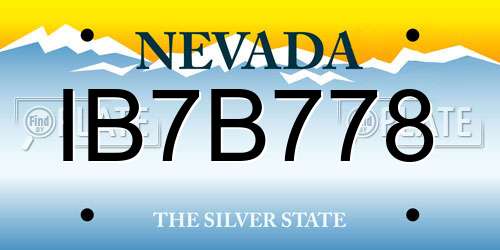 IB7B778 Nevada License Plate