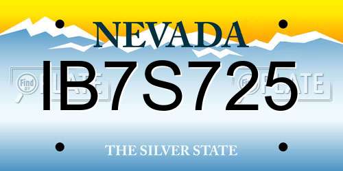 IB7S725 Nevada License Plate