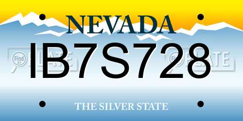 IB7S728 Nevada License Plate
