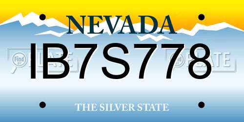 IB7S778 Nevada License Plate