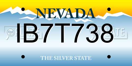 IB7T738 Nevada License Plate