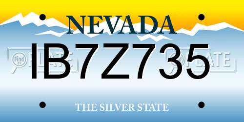 IB7Z735 Nevada License Plate