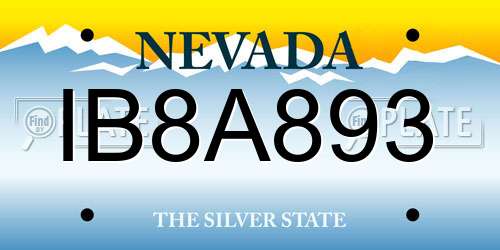 IB8A893 Nevada License Plate