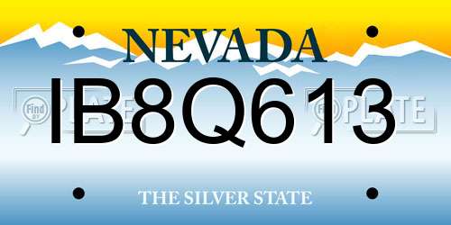 IB8Q613 Nevada License Plate