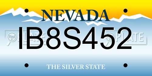 IB8S452 Nevada License Plate