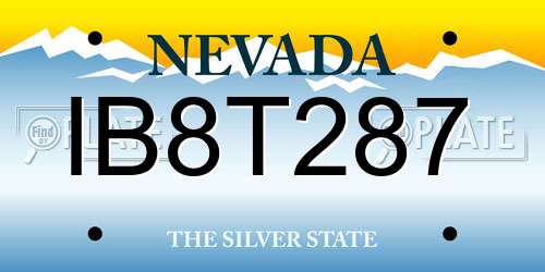 IB8T287 Nevada License Plate