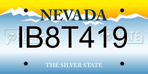 IB8T419 Nevada License Plate