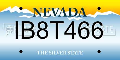 IB8T466 Nevada License Plate