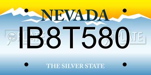 IB8T580 Nevada License Plate