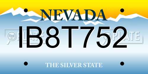 IB8T752 Nevada License Plate