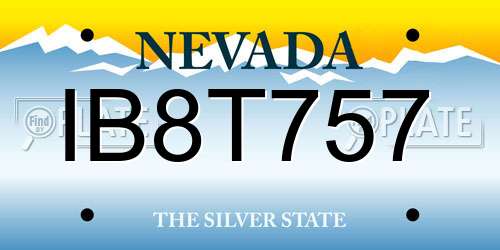 IB8T757 Nevada License Plate