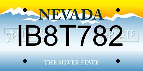 IB8T782 Nevada License Plate