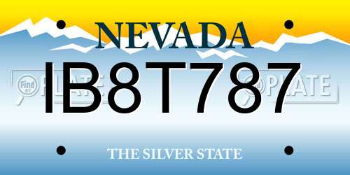 IB8T787 Nevada License Plate