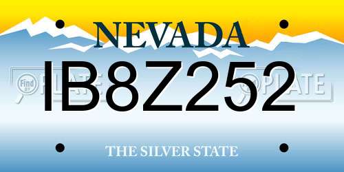 IB8Z252 Nevada License Plate