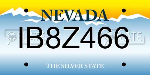 IB8Z466 Nevada License Plate