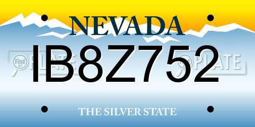 IB8Z752 Nevada License Plate
