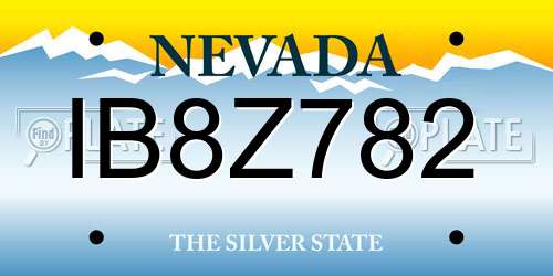 IB8Z782 Nevada License Plate