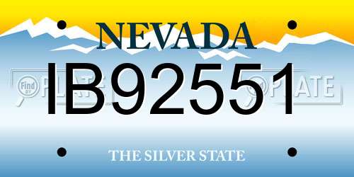 IB92551 Nevada License Plate