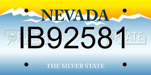 IB92581 Nevada License Plate