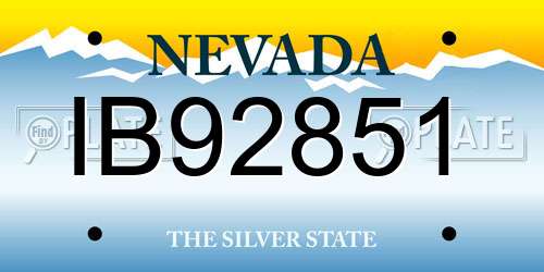 IB92851 Nevada License Plate