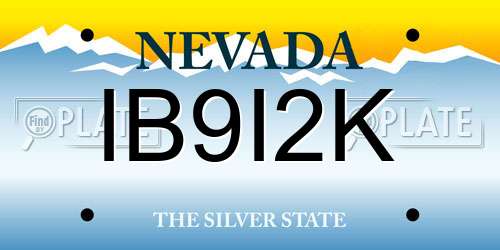 IB9I2K Nevada License Plate