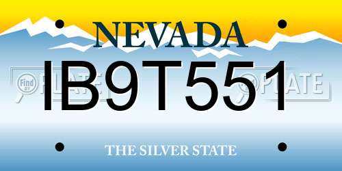 IB9T551 Nevada License Plate