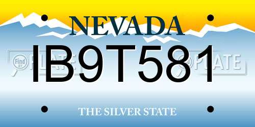 IB9T581 Nevada License Plate
