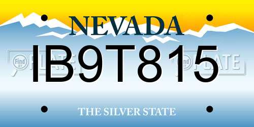 IB9T815 Nevada License Plate