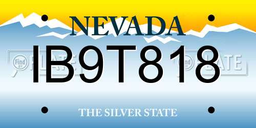 IB9T818 Nevada License Plate