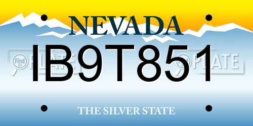 IB9T851 Nevada License Plate