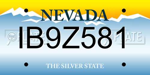 IB9Z581 Nevada License Plate
