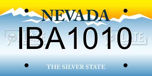 IBA1010 Nevada License Plate