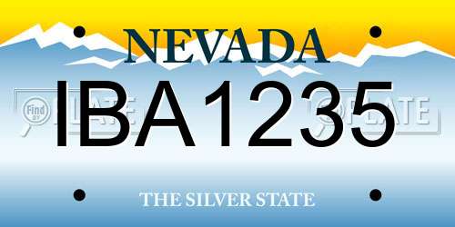 IBA1235 Nevada License Plate
