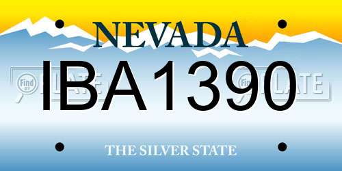 IBA1390 Nevada License Plate