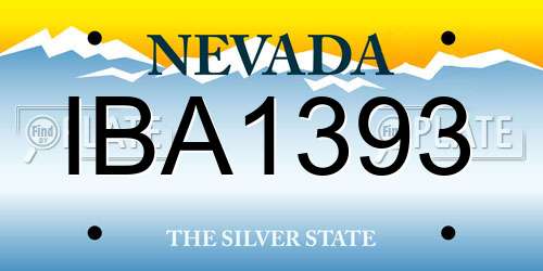 IBA1393 Nevada License Plate
