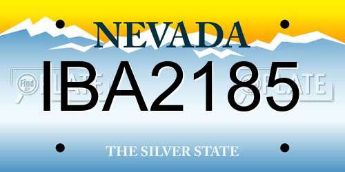 IBA2185 Nevada License Plate