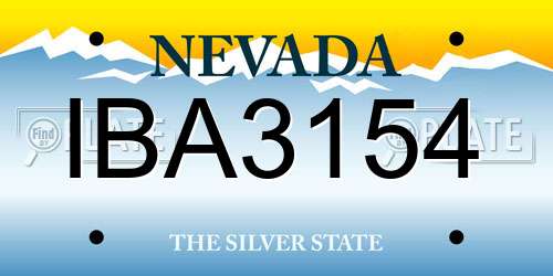 IBA3154 Nevada License Plate