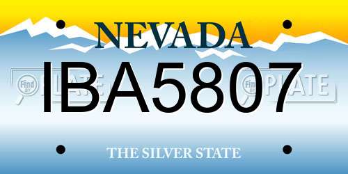 IBA5807 Nevada License Plate