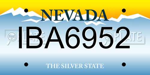IBA6952 Nevada License Plate