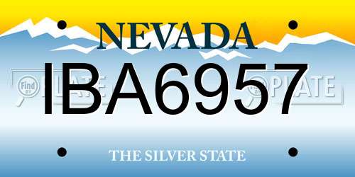 IBA6957 Nevada License Plate