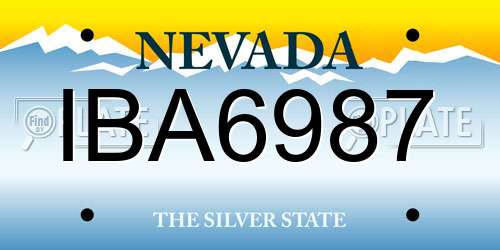 IBA6987 Nevada License Plate