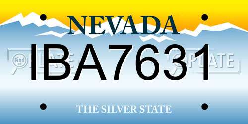 IBA7631 Nevada License Plate