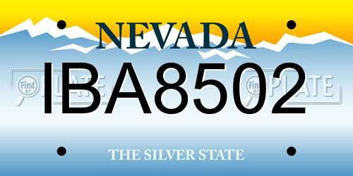 IBA8502 Nevada License Plate