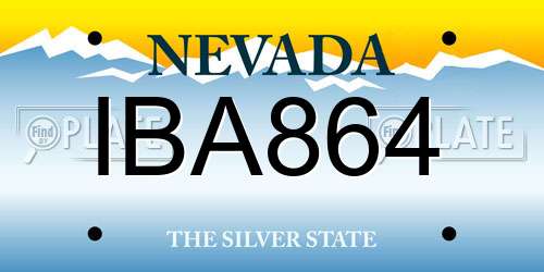 IBA864 Nevada License Plate