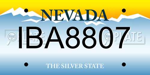 IBA8807 Nevada License Plate