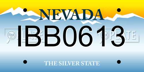 IBB0613 Nevada License Plate