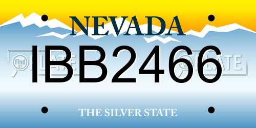 IBB2466 Nevada License Plate
