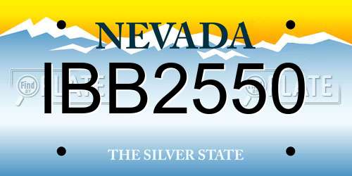IBB2550 Nevada License Plate