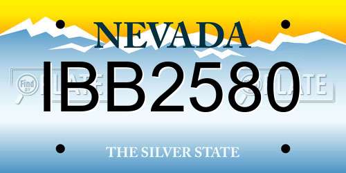 IBB2580 Nevada License Plate