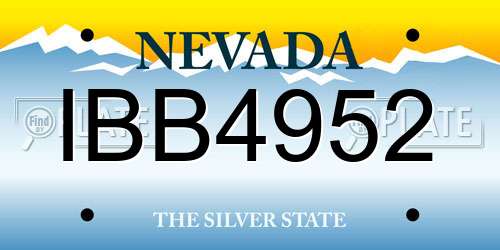 IBB4952 Nevada License Plate